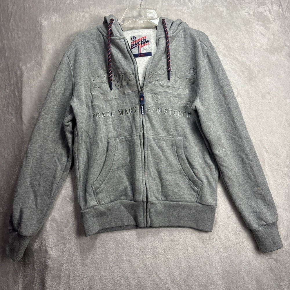 Superdry Sports Hoodie Mens Large Gray Sweatshirt Pullover Hoodie